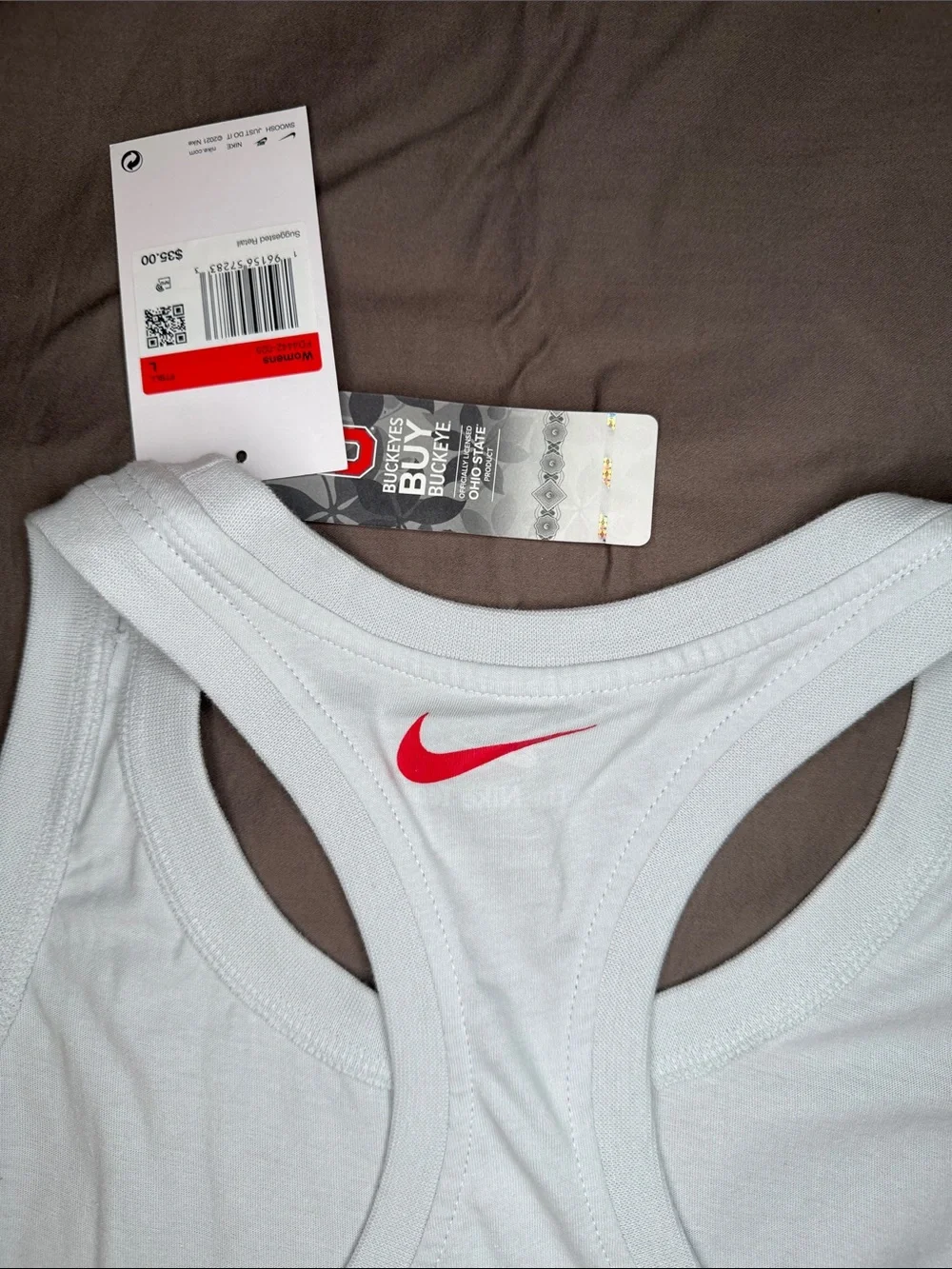 Nike Women's Light Gray Ohio State Racerback Tank Large
